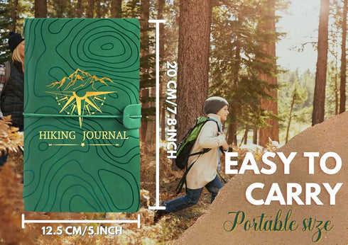 InnoBeta Leather Journal Notebook for Hiking Lovers, 7x5 Inches, Embossed Sketchbook, Travel Diary, Green
