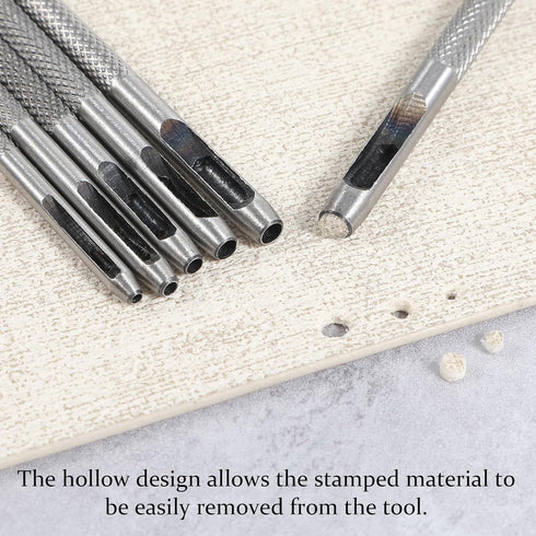 Xinjoduz Set (1.5mm-4mm) 6PCS Set Hollow Leather Hole Punch with Stainless Steel Tool Metal Hollow Punches for Belt DIY