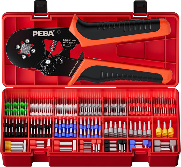 PEBA Ferrule Crimping Tool Kit, AWG 28-7 Self-Adjusting Ratchet Wire Crimper with