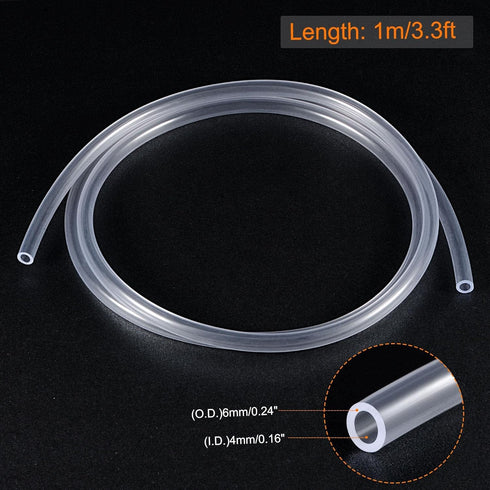 TOP-VIGOR 4mm ID 6mm OD PVC Clear Vinyl Tubing, 1M Length Food Grade Flexible Water Pipe, Plastic Tube for Transfer Water, Oil, Air, Powders & Fine Granules