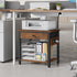Gewudraw 2-Tier Printer Stand with Charging Station, Under Desk Printer Table, Side Table with Storage Shelves for Home