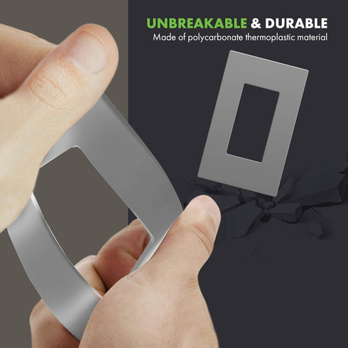 ENERLITES Grey Screwless Decorator Wall Plate, 1-Gang Size, Unbreakable Polycarbonate Thermoplastic, Glossy