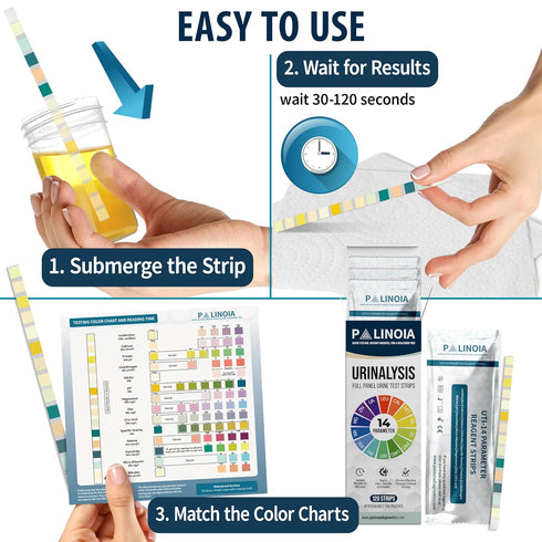 14-in-1 120 Full Panel Urine Test Strips for Urinalysis | Strips in Resealable Pouches Test for Kidney Health, Liver