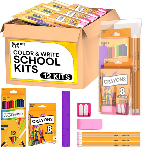 E-CLIPS USA Back to School Supplies Kit for Kids School Supplies Set