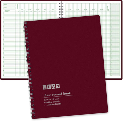 Elan Publishing Company Class Record Book, 50 Names, 9-10 Weeks, R1010 (Maroon)