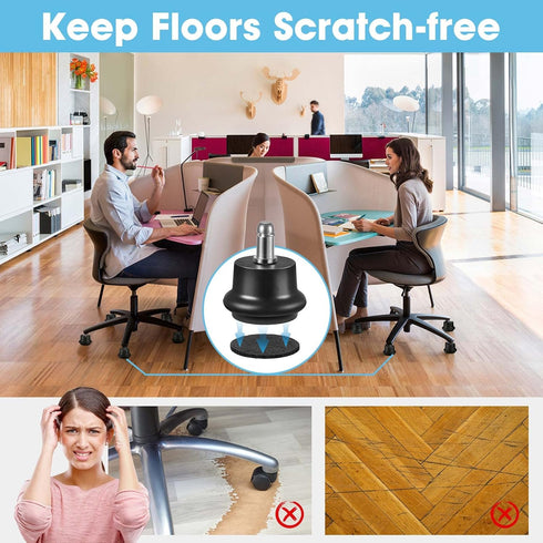 Bell Glides Replacement Office Chair Swivel Caster Wheels, 5 Pcs with Self Adhesive Felt Pads for Carpet