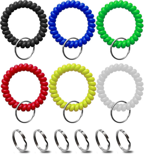 Wrist Keychain, Spring Spiral Stretch Coil Wristband Key Ring for Gym, Pool, ID Badge, Keys
