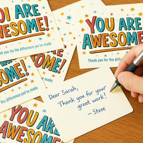 4x6 Pack (200 Healthy Surplus You Are Awesome Cards - Postcards Greeting Notes) - Show Appreciation for Employees