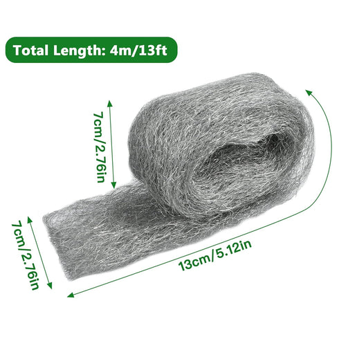 78 Feet Steel Wool Fill Fabric Kit, Coarse Steel Wire Wool DIY Gap Fill Fabric for Mice Holes, Wall Cracks, Vents, Pipeline (6 Rolls)