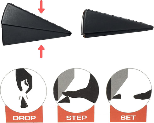 Heavy Duty Adjustable Spring Loaded Door Wedge, Self-Adjusting Doorstop for Door Gaps, Made in USA