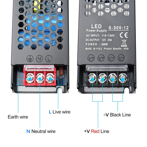 12V 25A 300W 110V 12V Universal Regulated Switching Power Supply, AC to DC Converter, LED Driver, Industrial