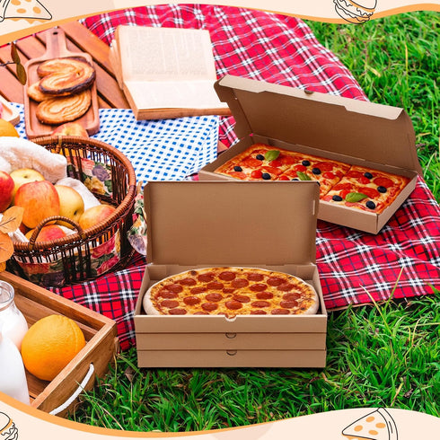 AmazingSpark 50 14 7 1.5 Inch Pcs Pizza Boxes x x Kraft Flatbread Box Corrugated Rectangular Take out Baking Containers