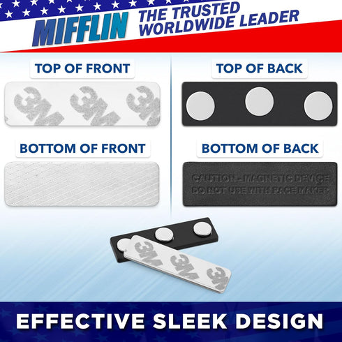 Mifflin-USA Name Tag Magnets - 24 Pack, 1.75 x 0.5 Inches, Premium ID Badge Holder with Strong Neodymium Magnets