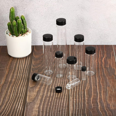 PATIKIL 50mL Reagent Media Bottle, 12 Pack Round Glass Storage Bottles with Plastic Screw Cap
