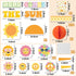 Retro Here Comes The Sun Bulletin Board Decorations, 84Pcs Groovy Hippie Boho Cutouts for Classroom