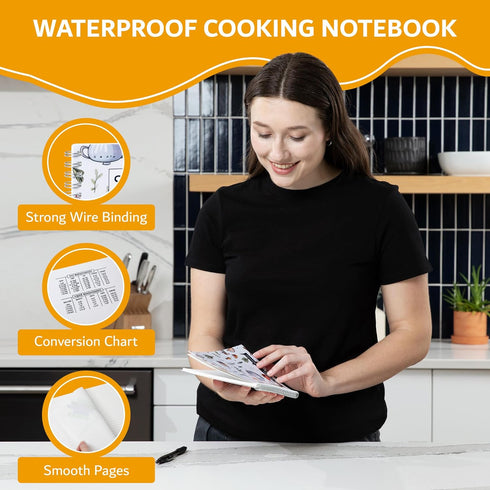 Waterproof Cooking Notebook, Grocery Lists or Recipe Book, 50 Sheets/100 Pages, 8.3 inches x 6 Inches