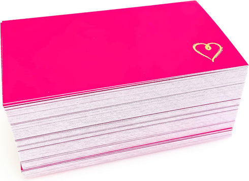 RXBC2011 100 3.5 2 Inch Little Thank You Cards Gold Heart Design Bulk Thank you Notes for All Occasions x hotpink