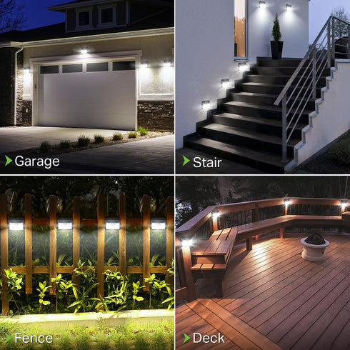 IP65 3 270 (6 Packs) Solar Motion Lights Outdoor, Ultra Bright Solar Fence Lights with Motion Sensor, Waterproof