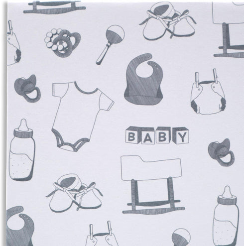Set 24 Pack 4.75 3.5 Inch, Baby Card with Envelopes, - x Blank Inside, Hand-Illustrated, Modern Toile Design - Perfect