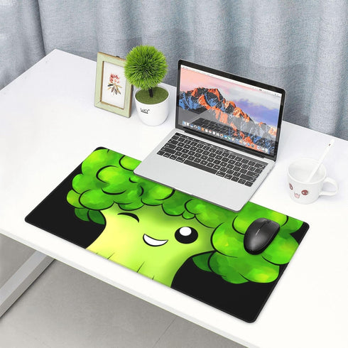 Adsygnt 16x29.5 Inch Broccoli Cartoon Gaming Mouse Pad Large - Non-Slip Desk Mat with Stitched Edges, Durable Textured