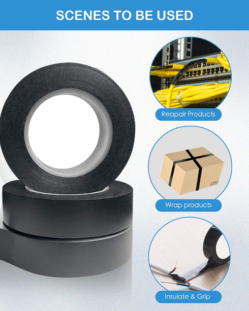 Wapodeai 3pcs Premium Black Electrical Tape - Flame Retardant High Temperature Resistance Electric Tape, 0.62 in X 50 ft