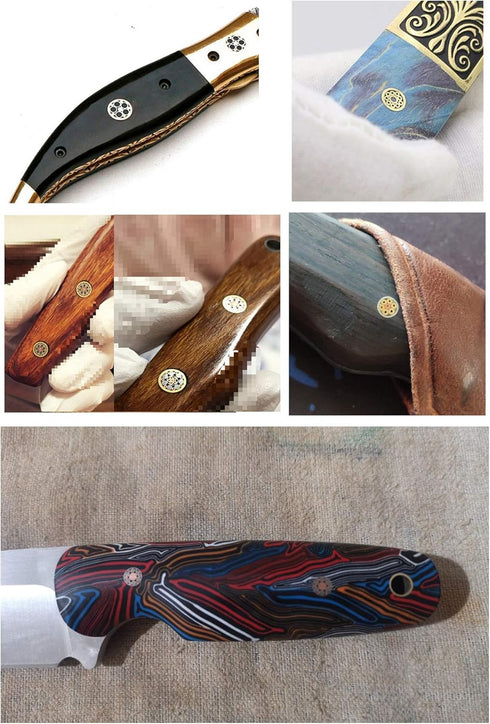 Mosaic Pivot Pins for Knife Handle, Blank Pocket Knives Scales Grips, EDC Hunting Folding Knives Fastener