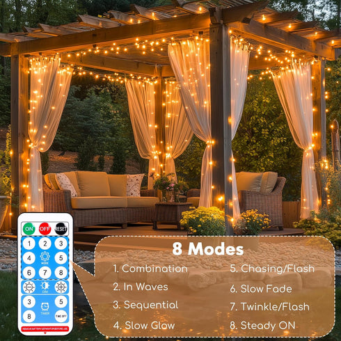 132FT(66*2) Lakumu Rechargeable Fairy Lights Battery Operated, Twinkle Lights with Remote &Timer, Warm White LED String