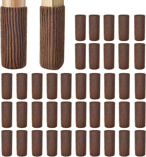 40 PCS Brown Furniture Leg Socks - Knitted Chair Leg Floor Protectors