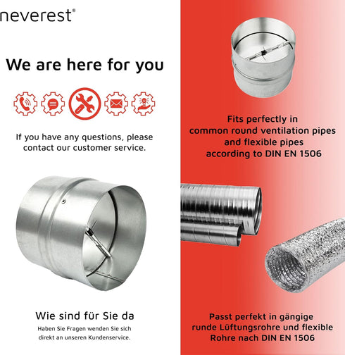 4" neverest RK Professional Backdraft Shutter Damper Connector Duct Fits Only with Metal Ducts
