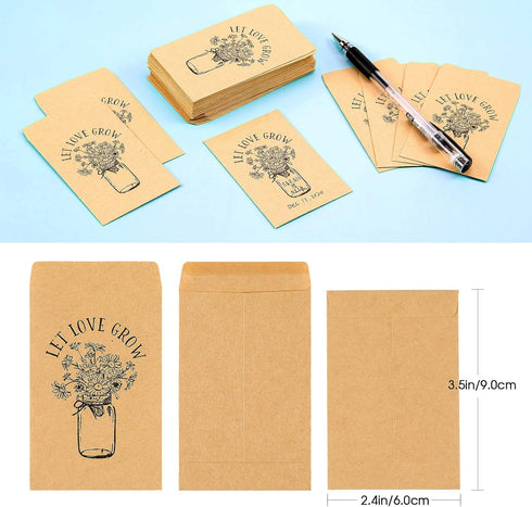CINPIUK Wedding Favor Seed Packets, 100PCS Let Love Grow Self Adhesive Packets for Rustic Wedding Favors