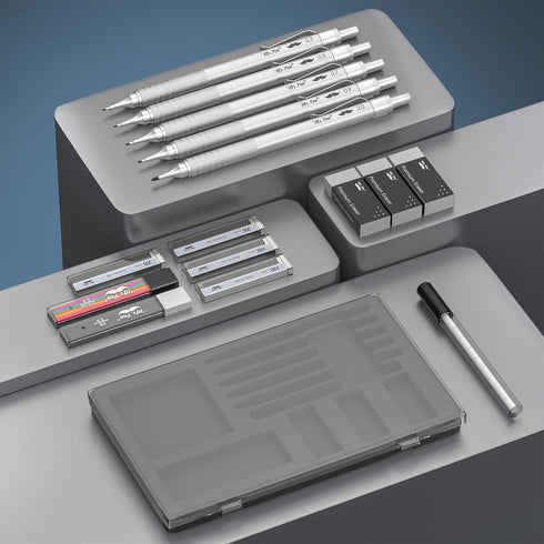 Mr. Pen Metal Mechanical Pencil Set, 5 Sizes, 0.3, 0.5, 0.7, 0.9, 2mm for Sketching and Drafting