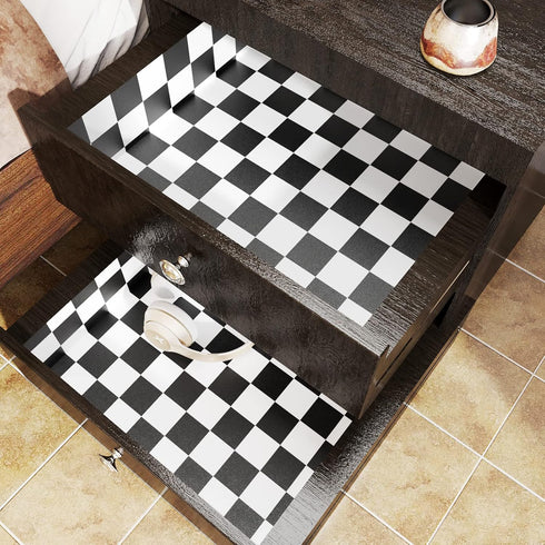 YENHOME Removable Checkered Wallpaper 17.7"X80" Neutral Black and White Thick Matte Waterproof Contact Paper