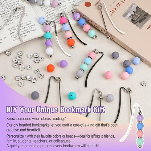 Sandure 162pcs 12 150 DIY Beadable Metal Bookmarks Craft Kit with Bookmarks Beads Bookmark Making Kit for Adults