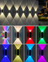 8 2 Solar Fence Lights Outdoor, Warm White & RGB Modes Solar Wall Lights Outdoor Waterproof, Up&Down Dual-Head Outdoor