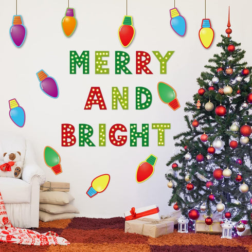 Christmas Cutouts, Xmas Bulb Classroom Bulletin Board Decorations for Merry Christmas Party Supplies for Kids Students