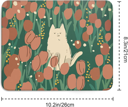 Cute Cat Square Mouse Pad, Aesthetic Anime Cat Mouse Pads for Wireless Mouse, 10"X8" with Non-Slip Rubber Base