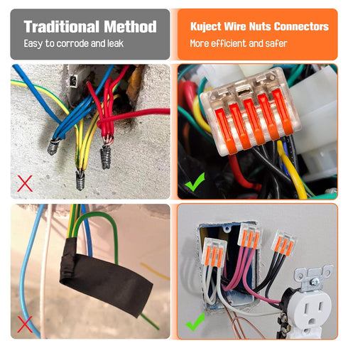 Kuject 150PCS Lever Wire Nuts Connectors Kit, Electrical Lever Wire Connectors Push-in AWG 28-12, 2/3/4/5/8 Conductor