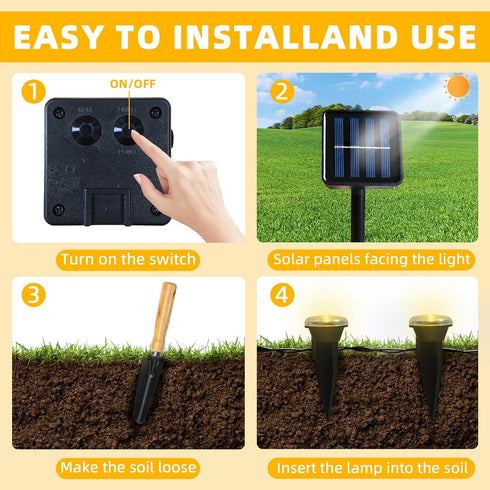 BYIZO 30 LED Solar Ground Lights Outdoor, Waterproof Solar Pathway Lights, LED Landscape Lighting for Garden, Patio