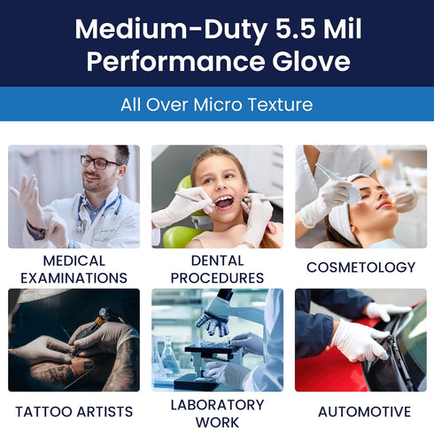 BRZ645 5.5 100 Adenna Bronze mil Powder-Free Latex Gloves, Medical Grade, White, Medium, Box