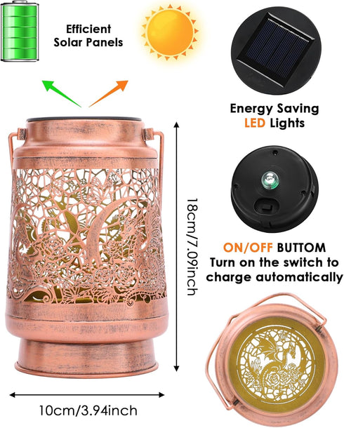 Dragon Decor Solar Lanterns - Waterproof Hanging Lights for Outdoor Garden Patio Lawn Pathway Metal Yard Lighting