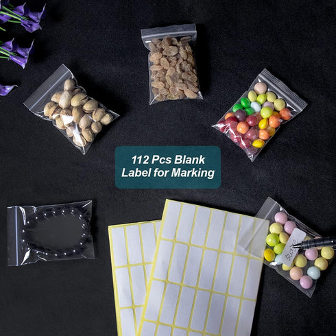 500 Pcs Small Plastic Bags, Mini Zip Lock Baggies, Clear Jewelry Bags in 5 Assorted Sizes for Storage and Packaging