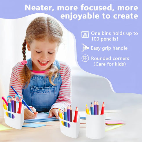 7 Rotating Art Supply Organizer Storage Caddy for Kids, Bins Craft Crayon Marker Organizers for School Desk, Lazy Susan