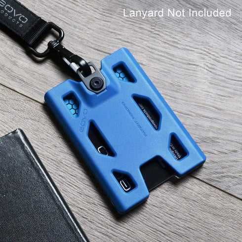 T4 Badge Holder No-Clip Version, Durable Polycarbonate ID Card Holder, Holds 1 to 4 Cards (Blue)