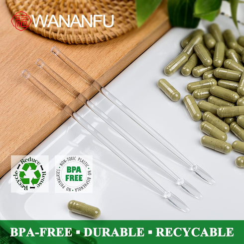 WANANFU Capsule Filling Kit - Micro Lab Spoon with Tamper (6 Units) for Filling Gelatin or Vegan Empty Capsules Size 000, 00, 0, 1