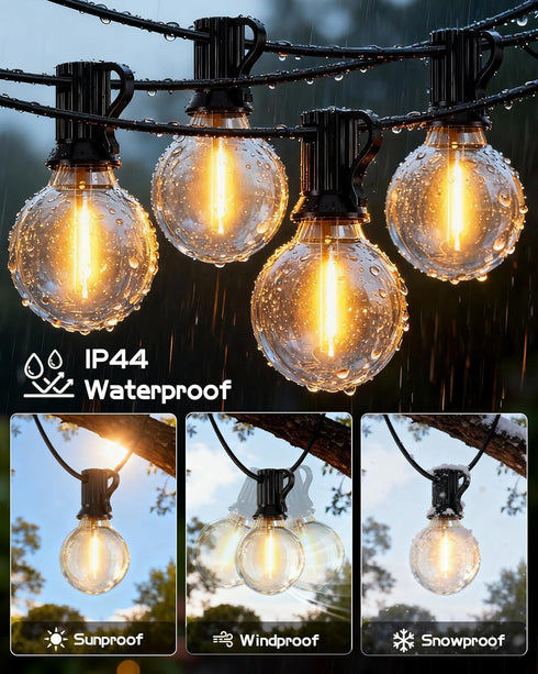 50FT 18+1 G40 Bulbs Outdoor Patio String Lights Waterproof with Remote, Edison LED Shatterproof Hanging Outside Light