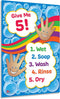 Safety Magnets ZOCO Handwashing Poster, Wash Your Hands Sign for Kids, Laminated 12x18, Classroom Decor