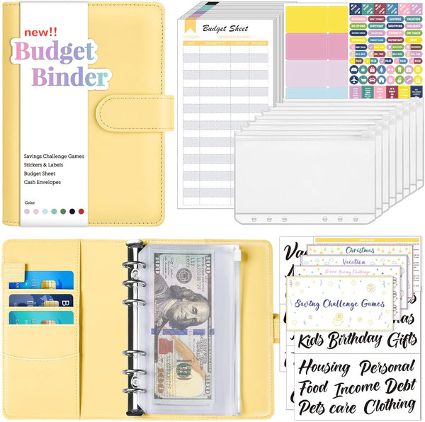 Sooez Budget Binder with Money Saving Challenge, Money Saving Binder with Cash
