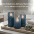 Set 3, Blue Flameless Candles with Remote, Battery Operated Pillar Candles of Flickering Real Wax LED Candles