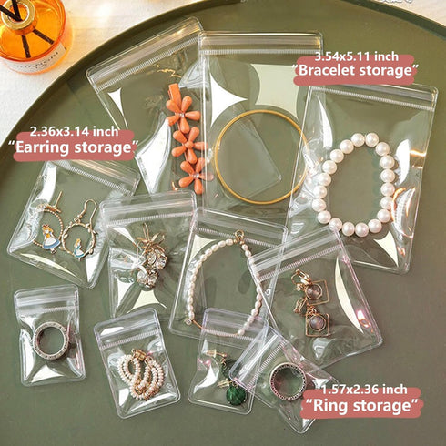 50PCS PVC Jewelry Pouches, Clear Zipper Bags for Anti-Oxidizing Jewelry Storage Packing