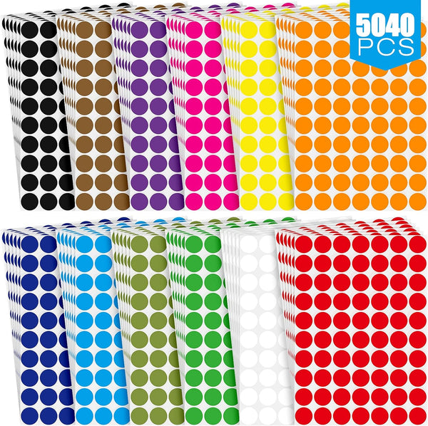 Marspark 5040 Pieces Color Dot Stickers - 3/4 Inch Adhesive Round Circle Coding Labels for Organizing, Price Tag
